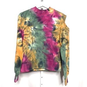 525 America Electric Sunset Tie-Dye Cut-Out Sweatshirt • S